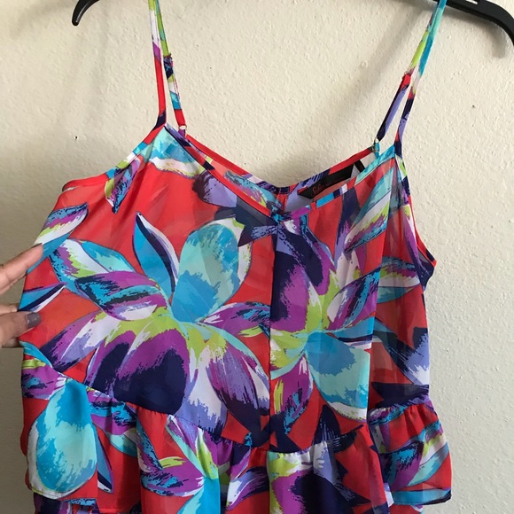 Floral sheer ruffled tank top - Picture 3 of 5